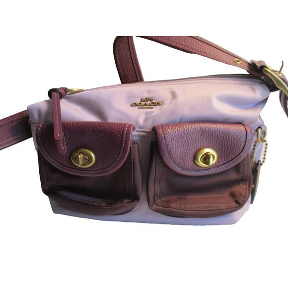 *COACH Purple Plum Nylon Leather Satchel Purse - Picture 2 of 9